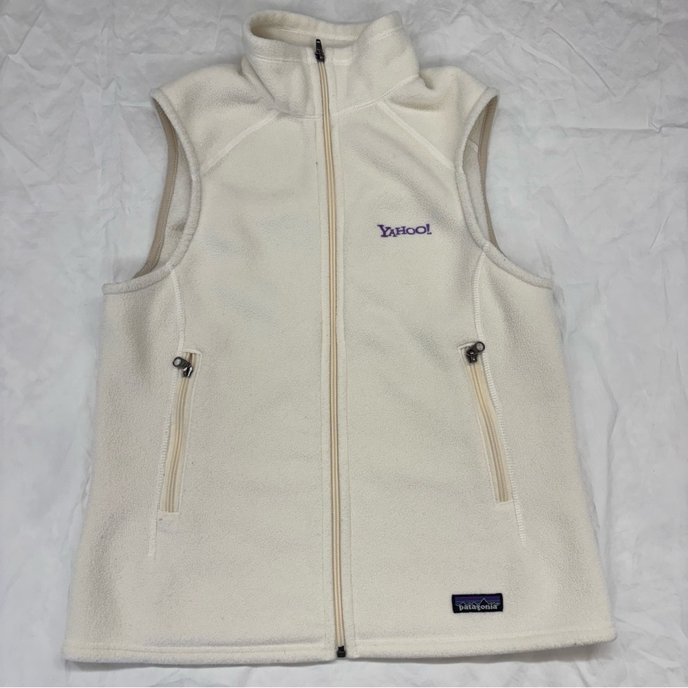 Patagonia Synchilla Fleece Vest Women’s Large Cream Off‎ White Yahoo logo